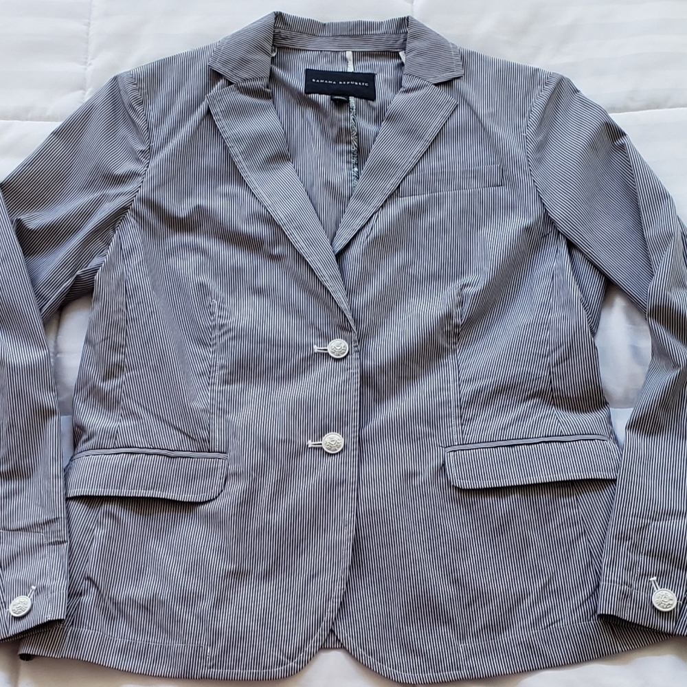 Banana Republic blue/white striped jacket Size M